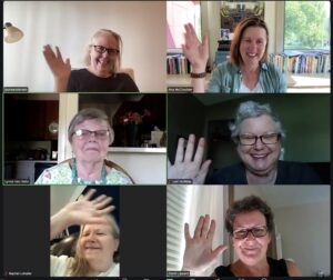 Exuberant writers during a recent Writing Circle Wednesday.